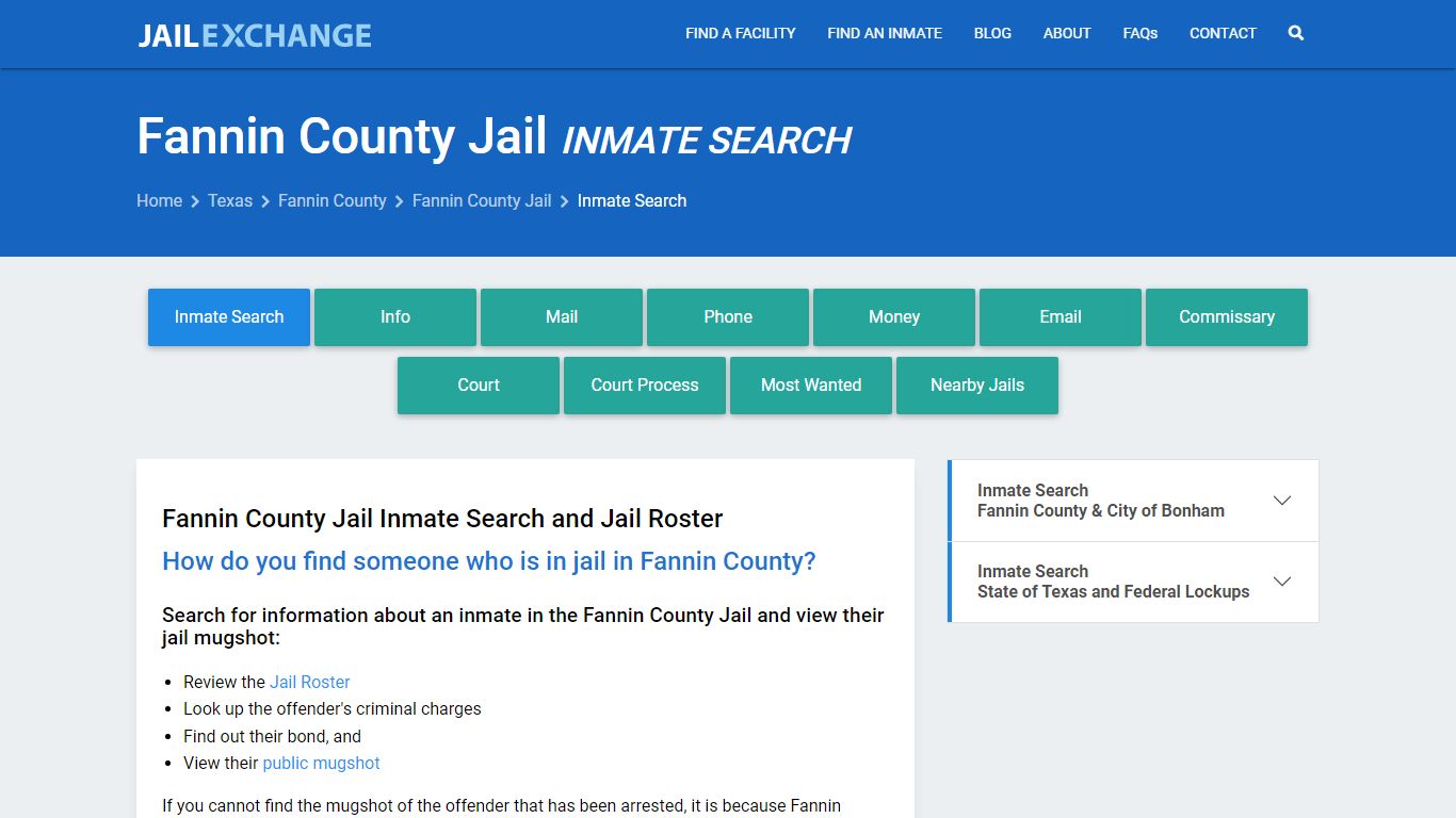 Inmate Search: Roster & Mugshots - Fannin County Jail, TX