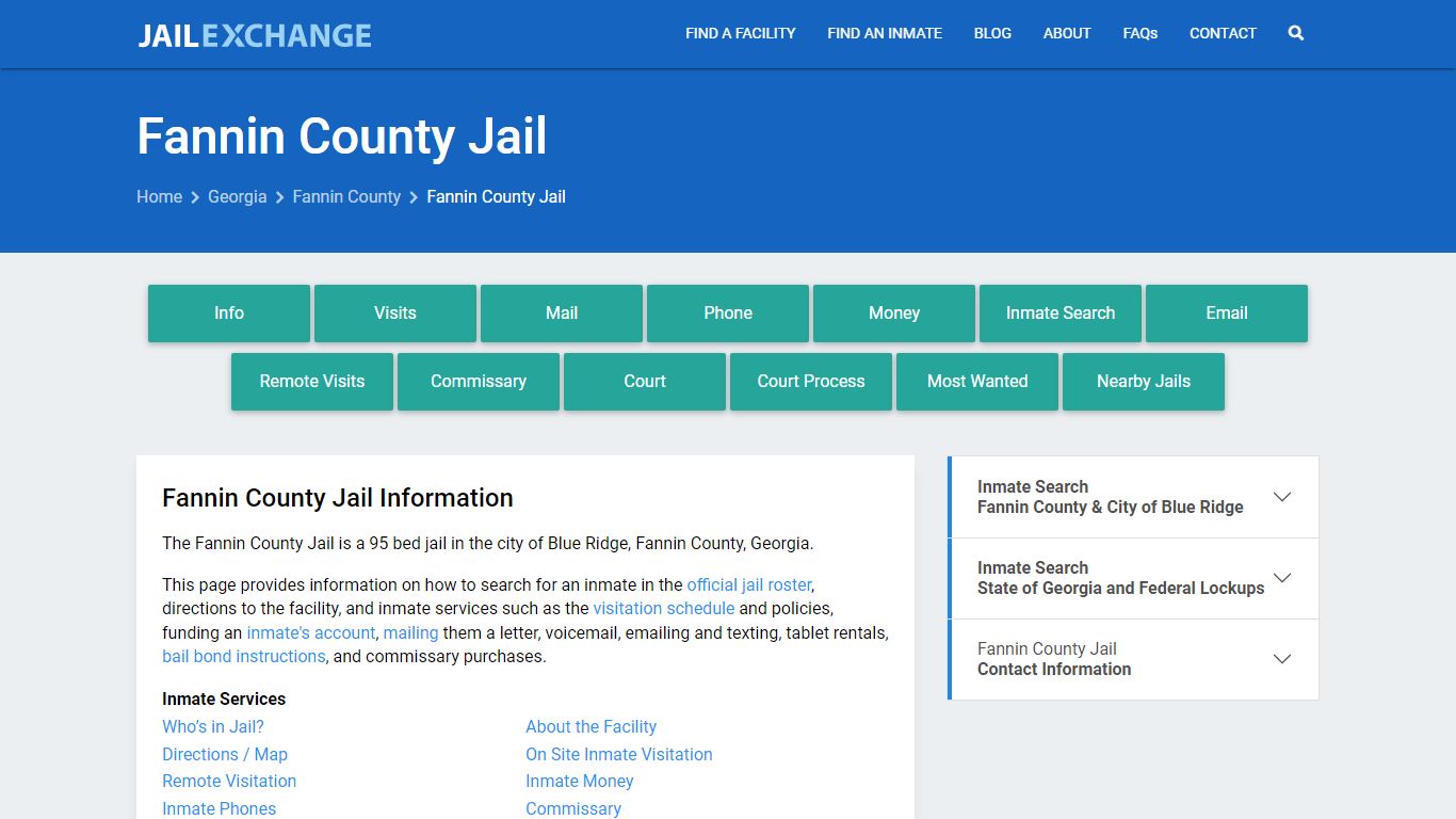 Fannin County Jail, GA Inmate Search, Information